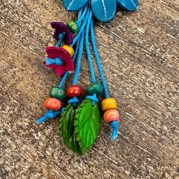 Leather Flower Purse Charm Genuine Leather Bag Charm NEW FAST SHIP - Picture 7 of 7